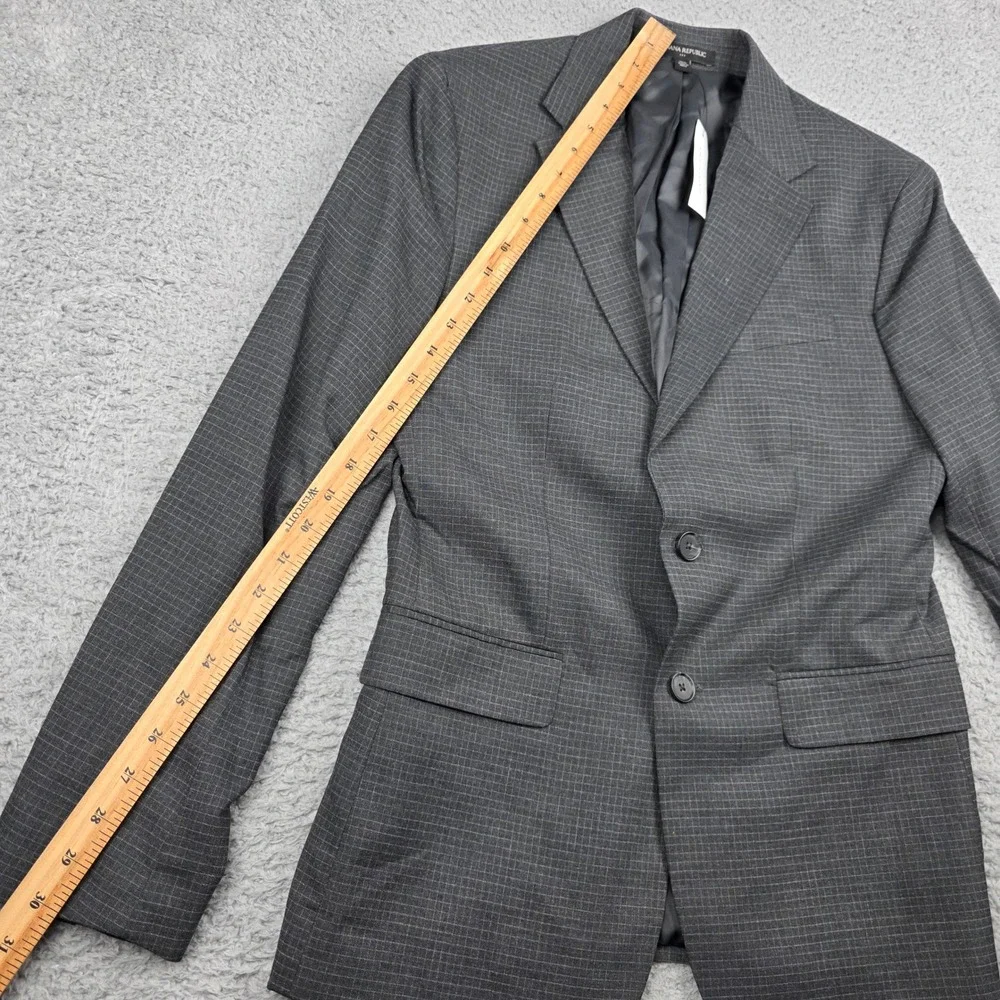 Banana Republic Extra Slim Fit Blazer‎ Mens 38S Grey Micro Check Stretch Jacket